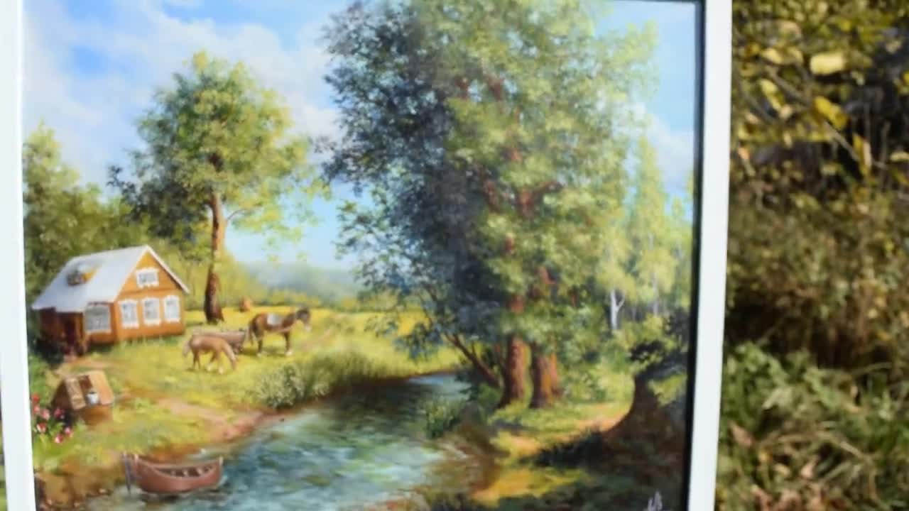 Original oil painting on canvas  Autumn landscape  Canvas painting 20x16 inch  Painting misty forest  from Marina Mamonchik