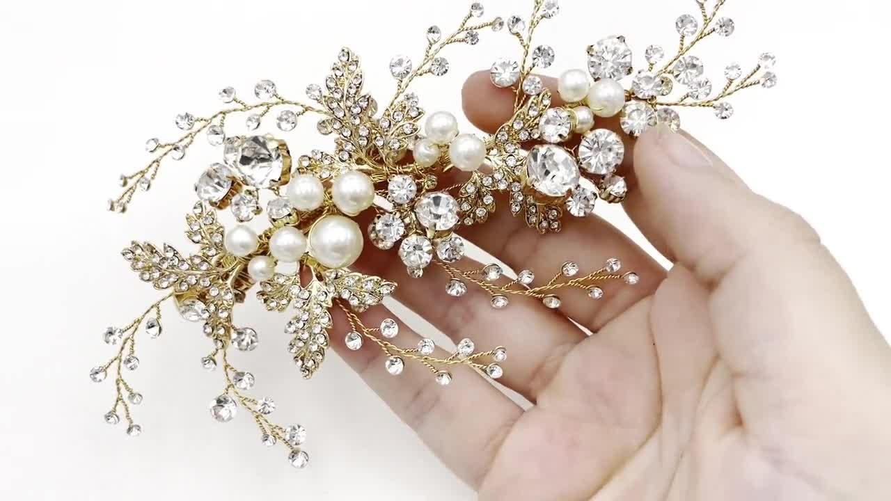 BN Bridal Rose Gold Wedding Crystal Women Hair Clip Comb 190 UK 