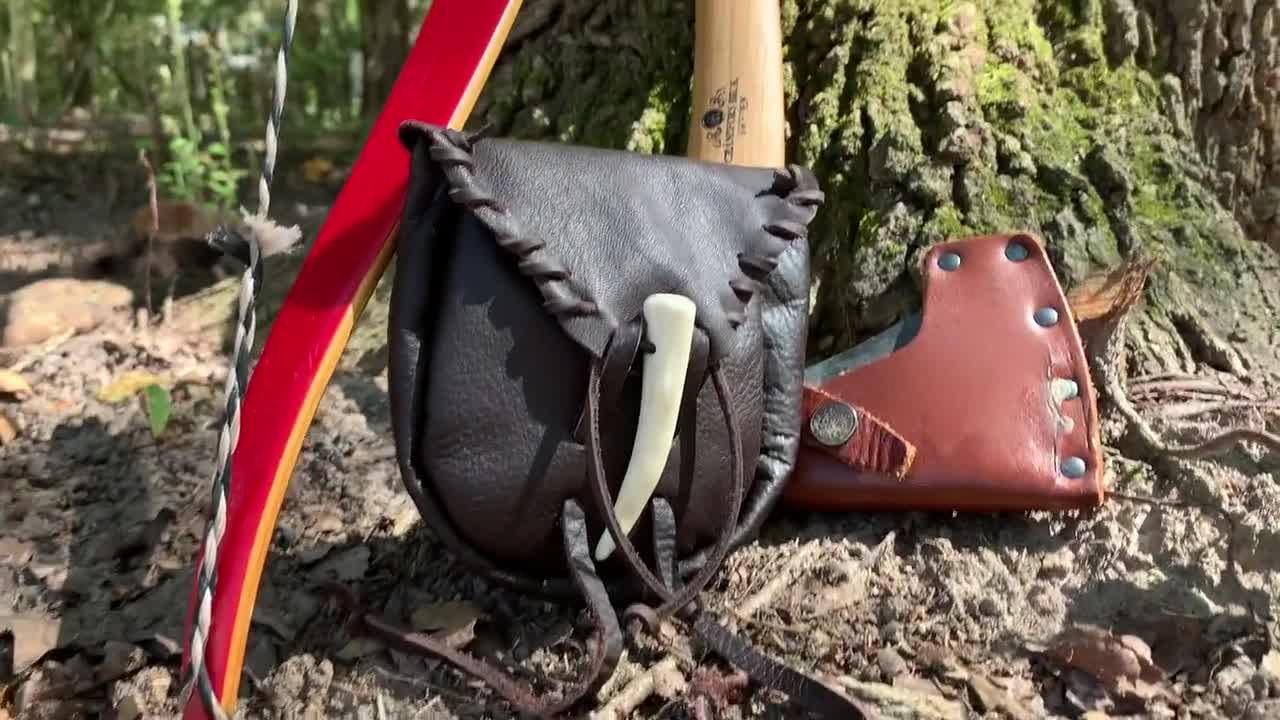Leather Wear-Reenactment-Gaming TAN LEATHER BUSHCRAFT POUCH/BAG 