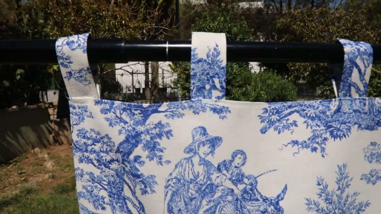 Blue Toile Curtains French Toile Custom Curtains Living Room Curtains Toile De Jouy French Country Home Victorian Curtains TabTop Tie Tob Slot Top Options