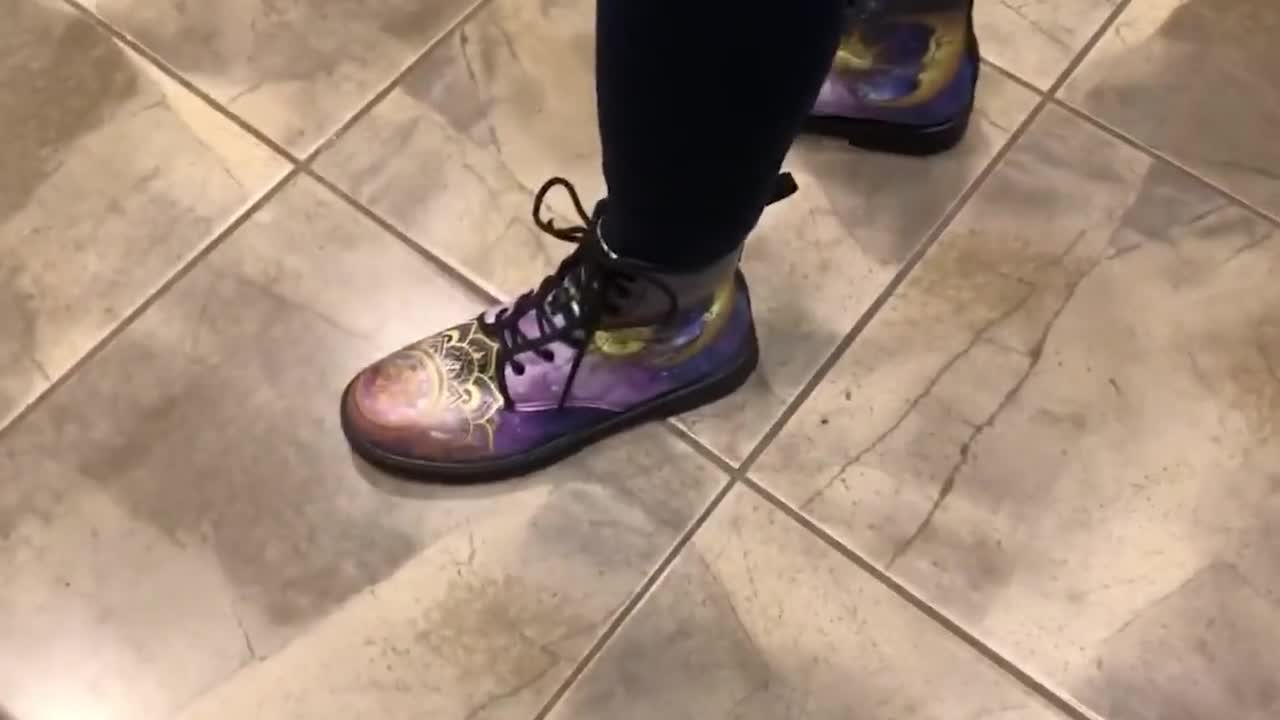 Details about Fractal Blue Purple Mandala Handcrafted Women's Vegan-Friendly Leather Boots Details about Fractal Blue Purple Mandala Handcrafted Women's Vegan-Friendly Leather Boots