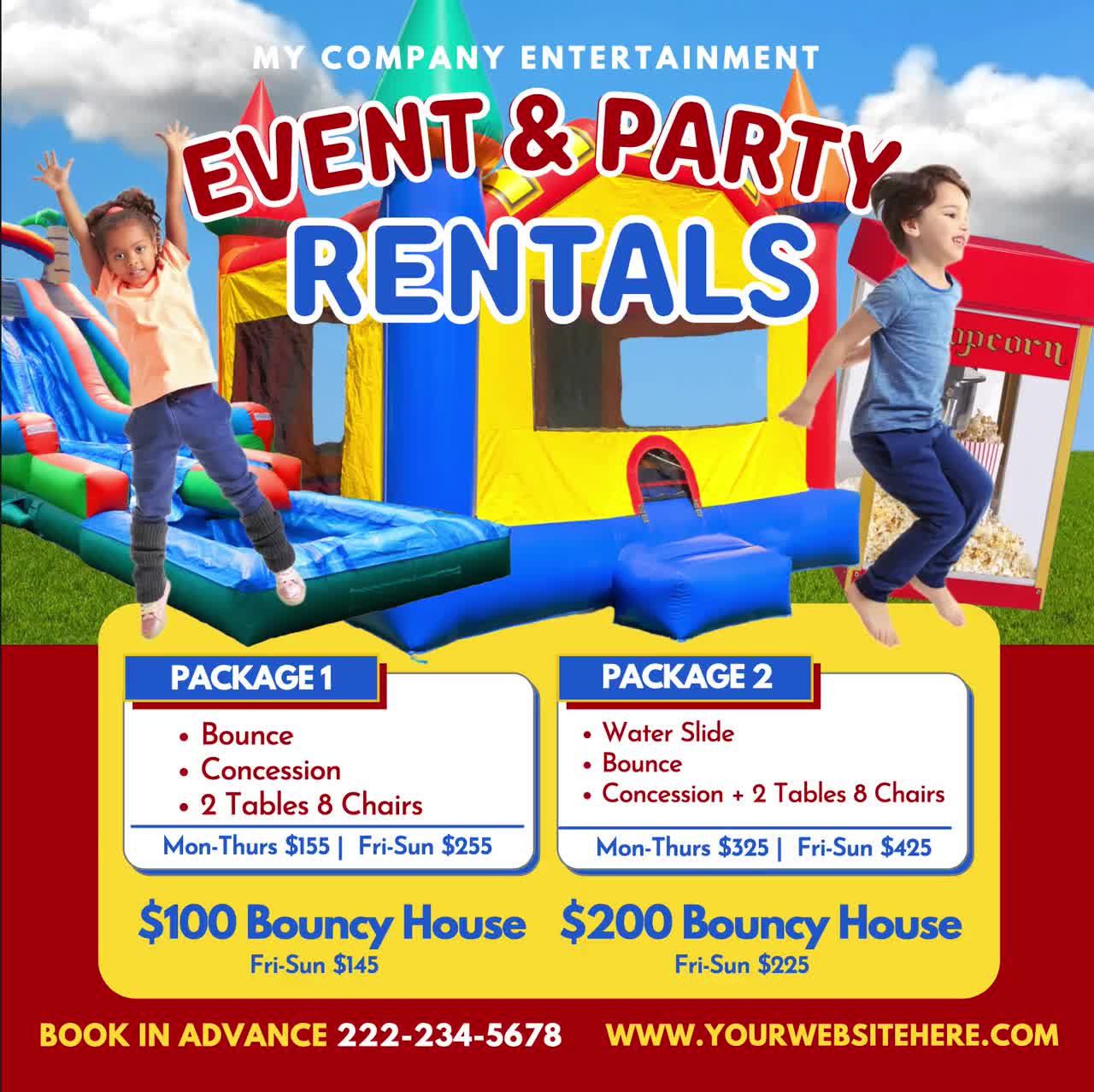 bounce house tables and chairs for rent