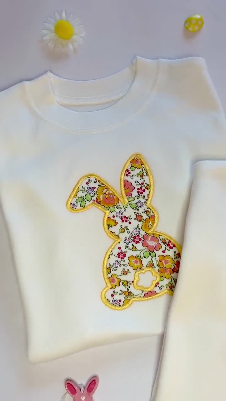 his & her threads Origami Bunny Graphic Mens Womens Long Sleeve Rabbit Print Sweatshirt Shirt