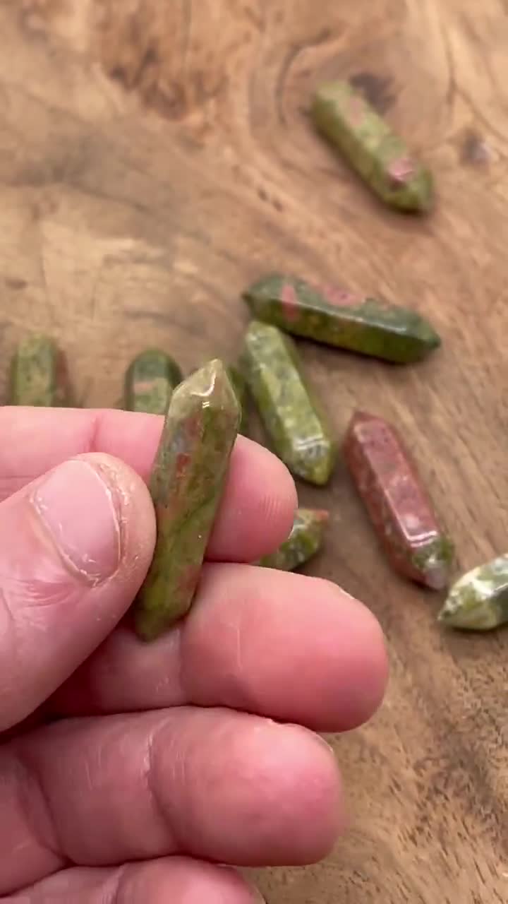 Details about   NATURAL UNAKITE CARVED FACETED POINT GEMSTONE CRYSTAL POINT 