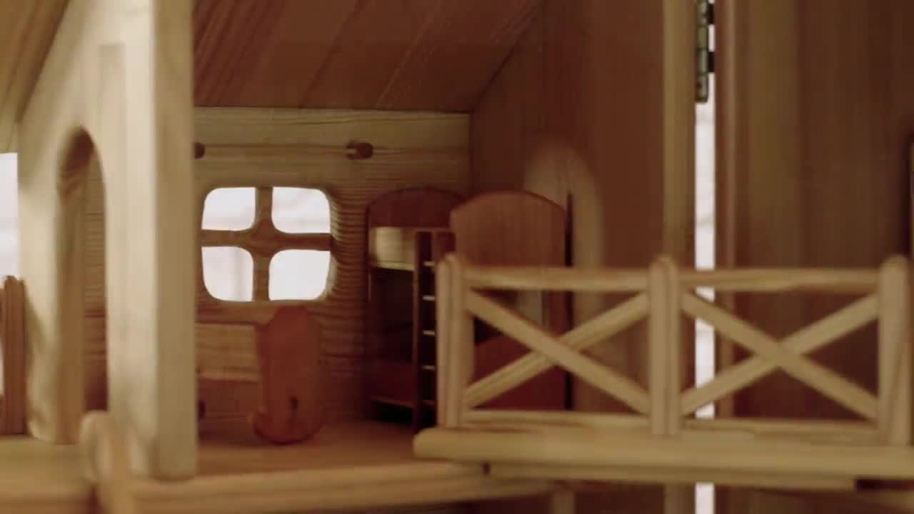 26cm DIY Puppenhaus Holz Puppenstube 2 Etagen Dollhouse Puppenmöbel Beleuchtung 