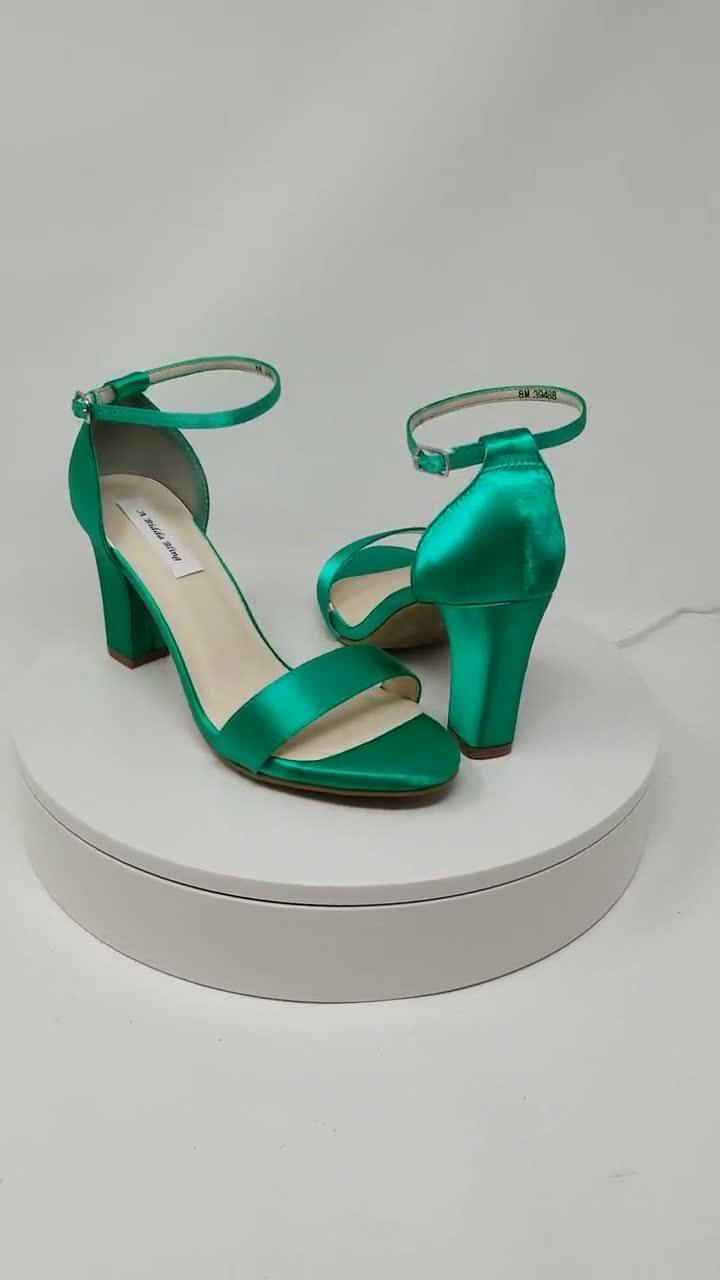 Disgrace Trend Criticize Zapatos de novia verde esmeralda Tacones gruesos Zapatos de - Etsy España