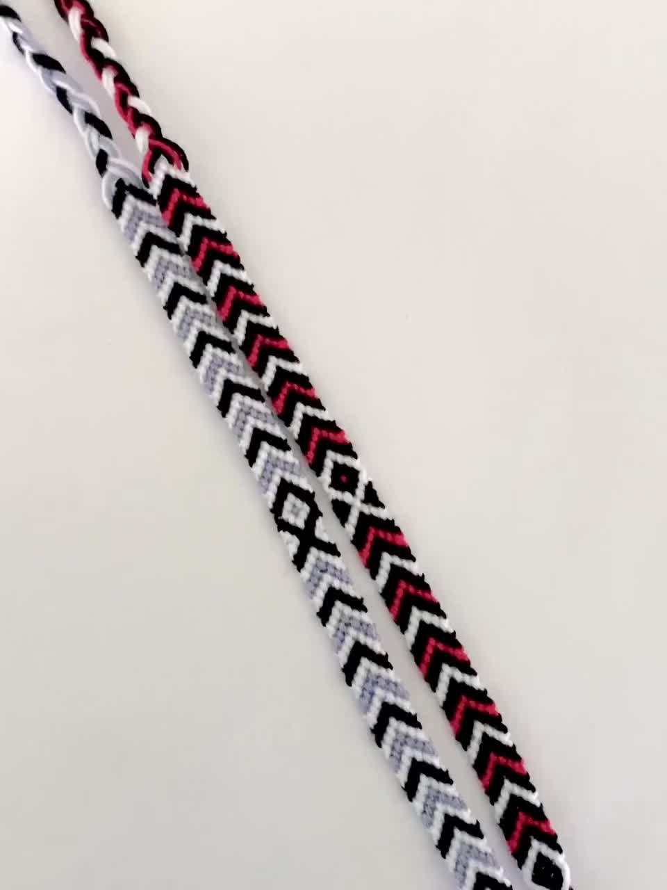 Red & Black Macramé Friendship Bracelet Handmade brazilian/surf/bohemian/unisex threads wristband Papacho Creations 