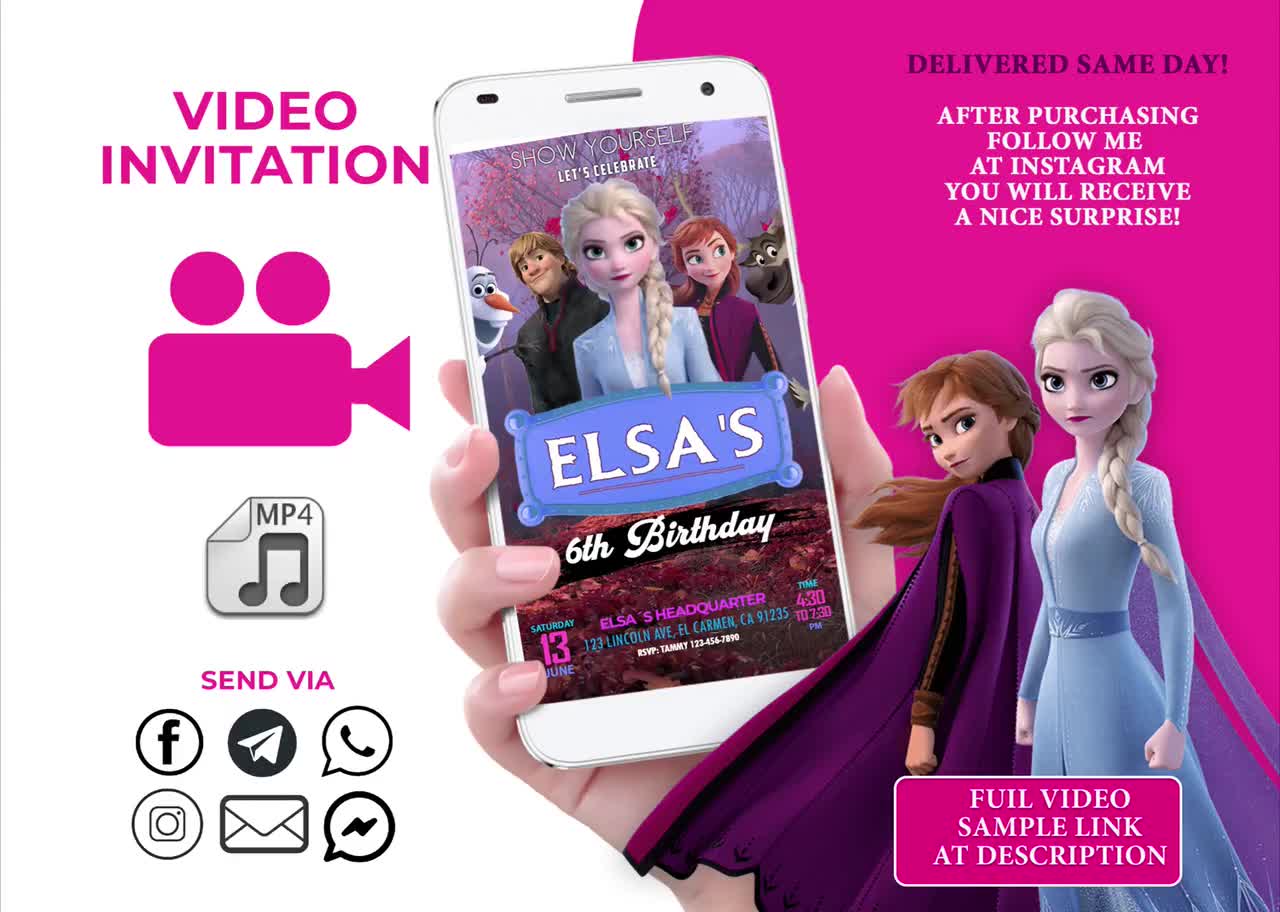 Video Invitation Frozen 2 Animated Birthday Invitation - Etsy España