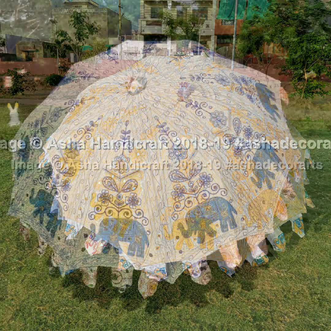 Bodas Accesorios Paraguas y sombrillas 10 PC lote al por mayor India Bordados bordados paraguas bohemain Bordados elefante Decoración de bodas Sombrillas Sombrillas Sun Shade 
