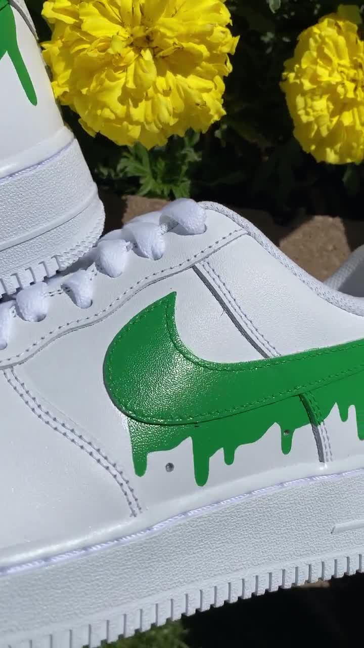 Custom Green Nike Drip Air Force Ones 