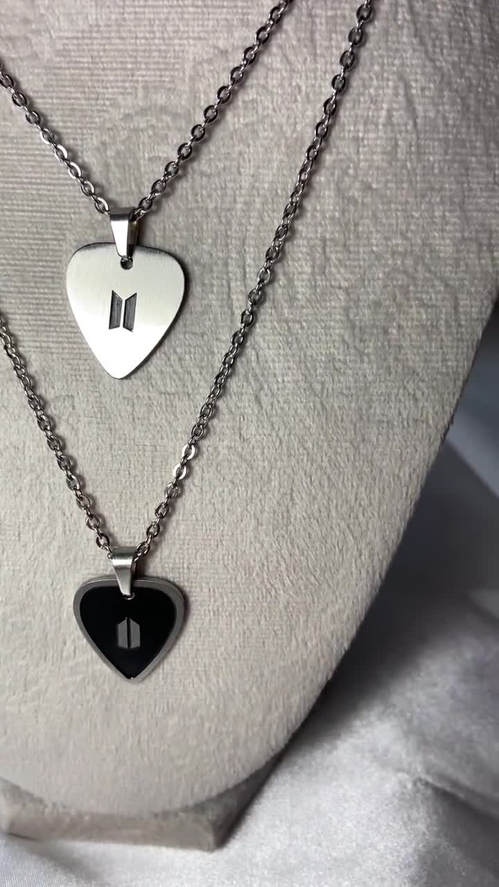 Inspired BTS Suga Guitar Pick Necklace, Reversible Charm Necklace