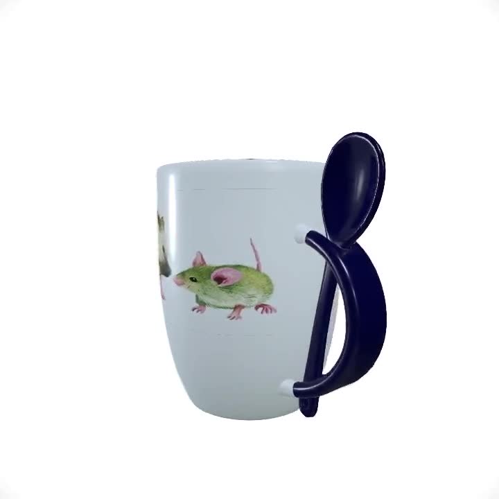 Customized Gift set Mug Spoon hedgehog