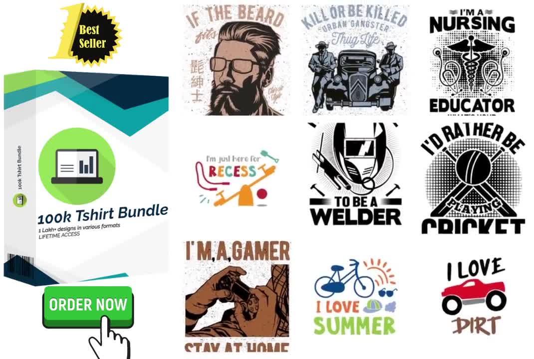 Tshirt Design bundle for Print on Demand Digital Designs 100K Digital Download 