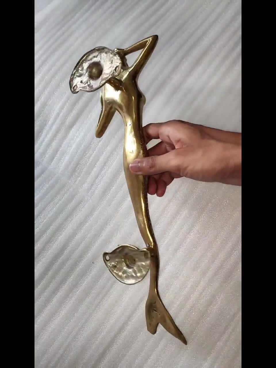 Flaschenöffner Meerjungfrau Messing poliert 13 cm 
