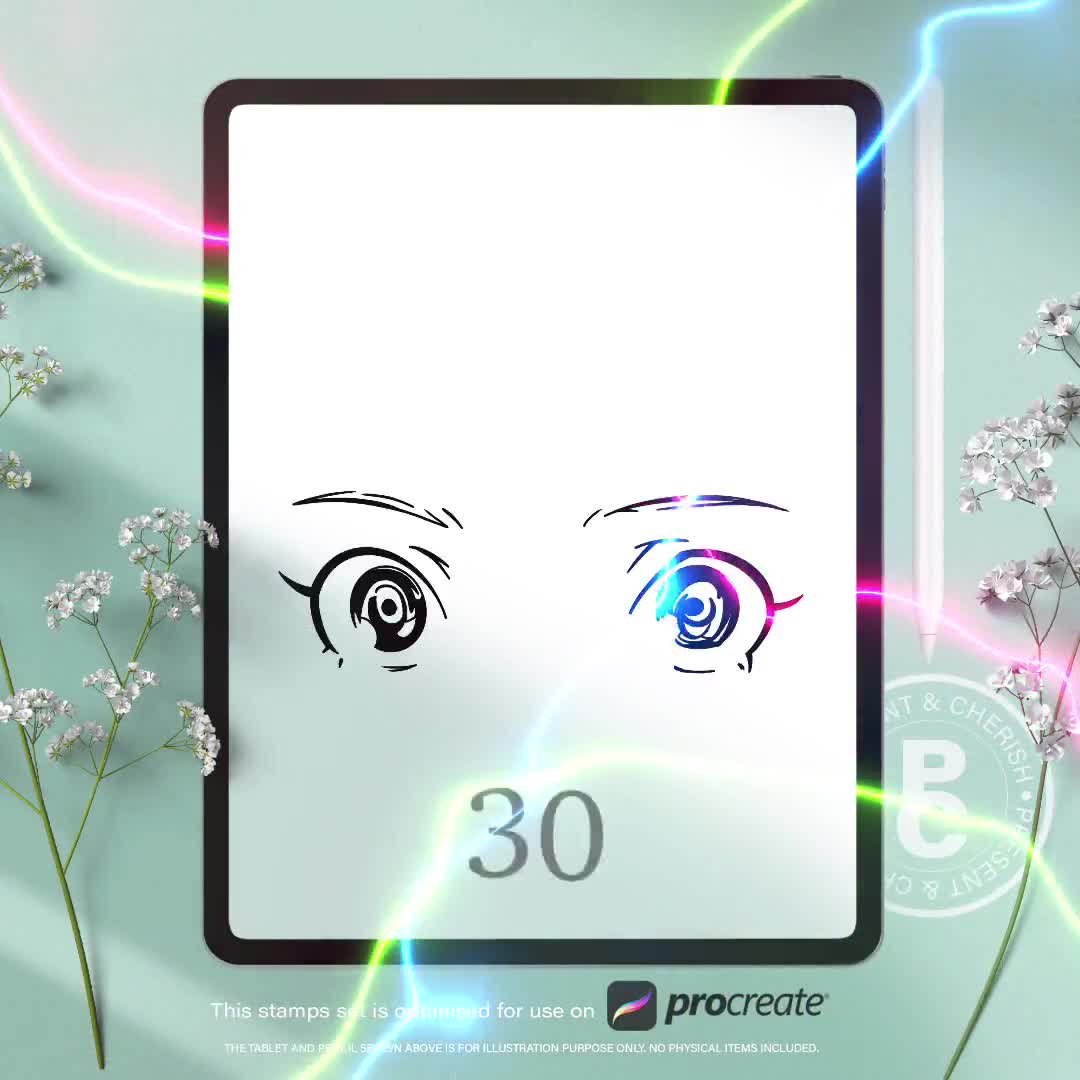 60 Procreate Eyes Stamp Brushes Collection Manga Anime Eyes Etsy Singapore