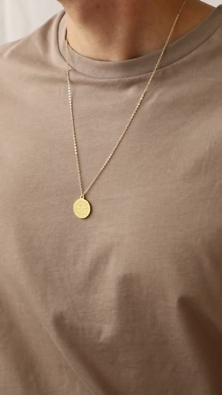 Mens Gold Coin Pendant Necklace Men's 