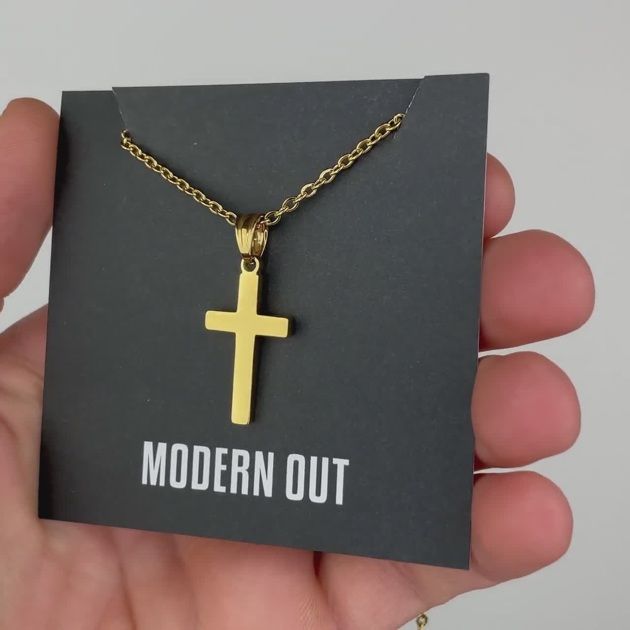 Men's Cross Necklace Modern Cross 