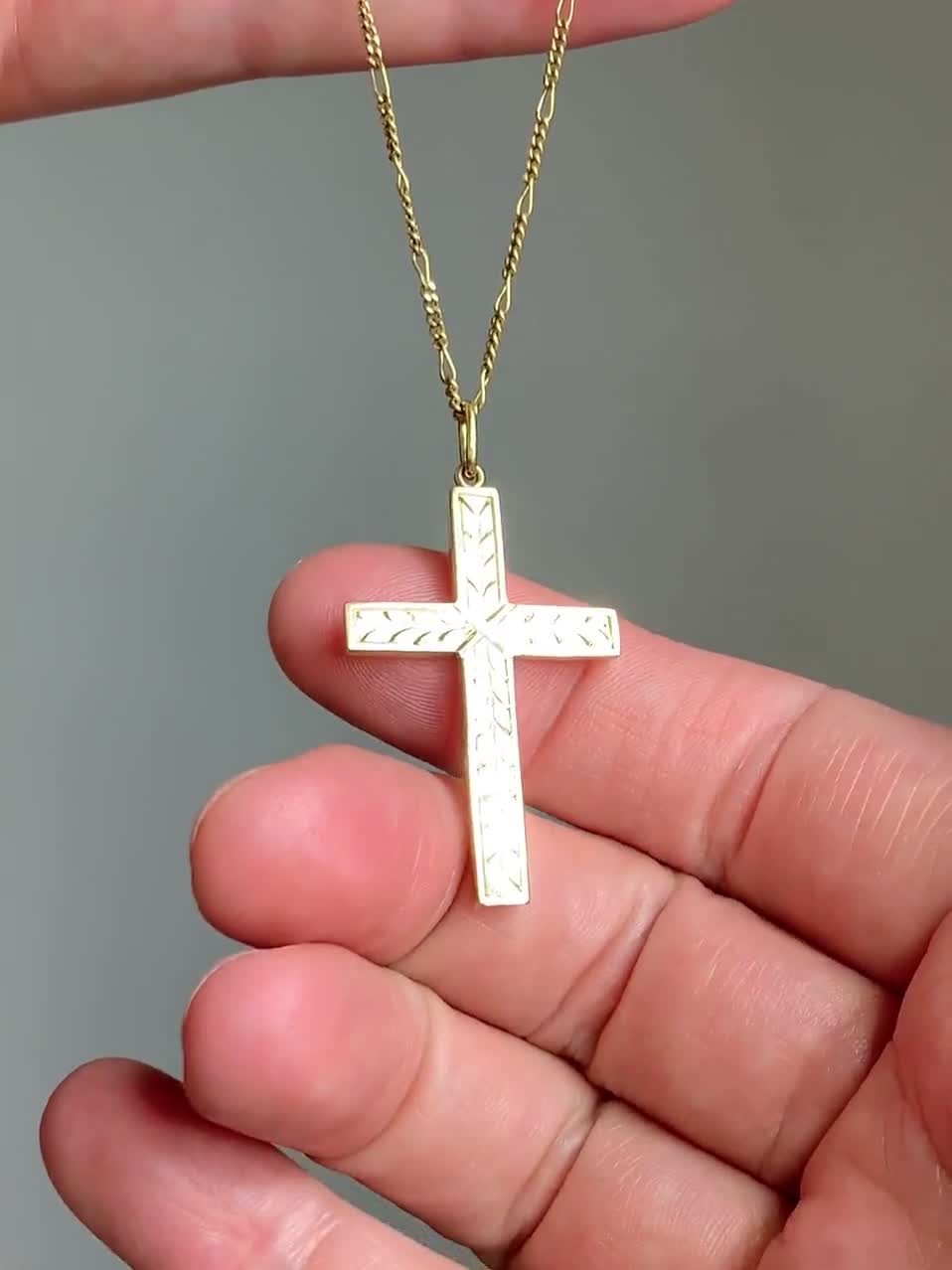 Vintage 10k Yellow Gold Cross Necklace