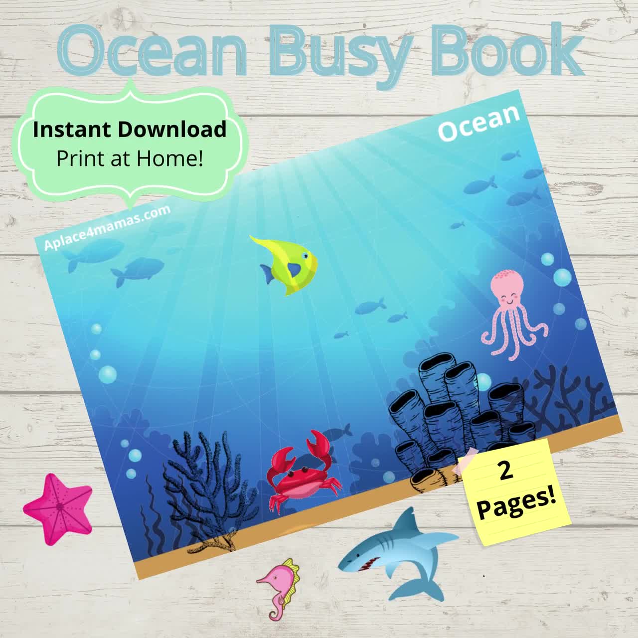 ocean worksheet preschool worksheets ocean animals etsy