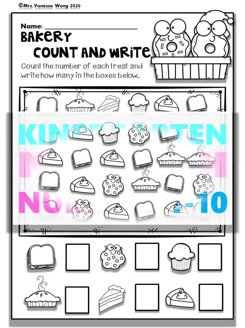 kindergarten math worksheets numbers 1 10 counting etsy