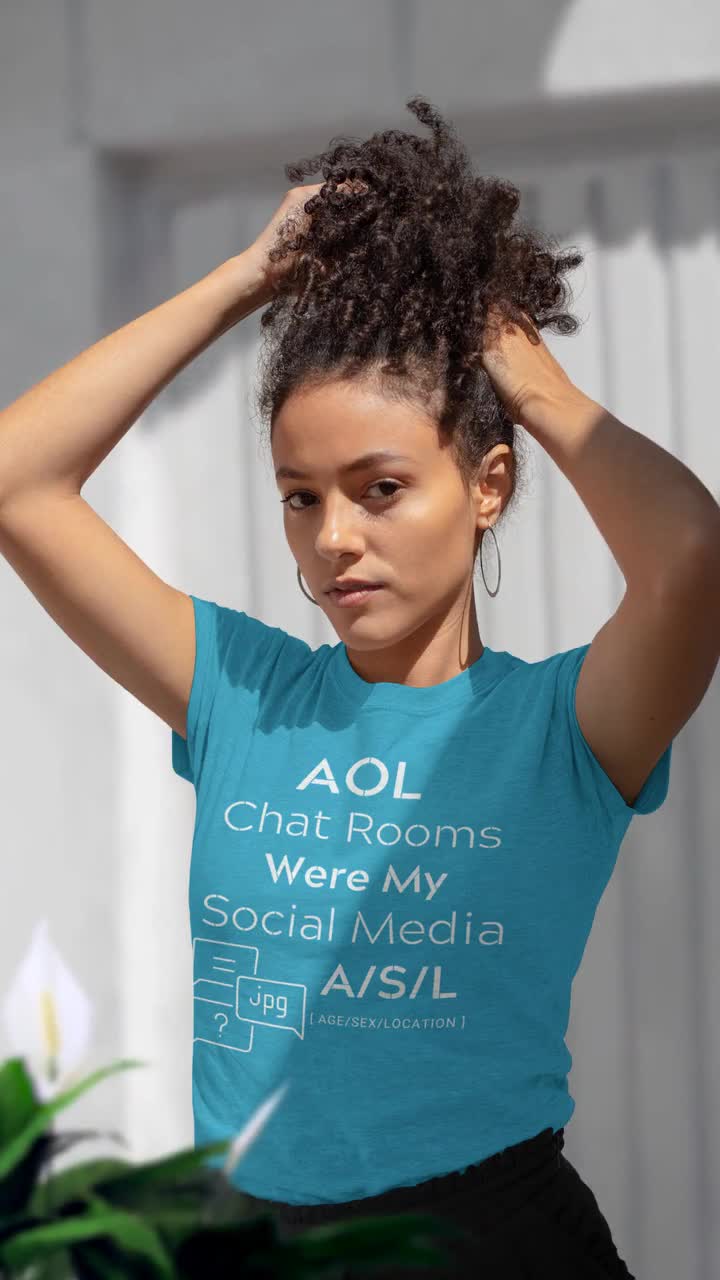 AOL Chat Rooms Were My Social Media A/S/L Funny T-Shirt, Funny AOL social media shirt, AOL chat room Graphic T Shirts