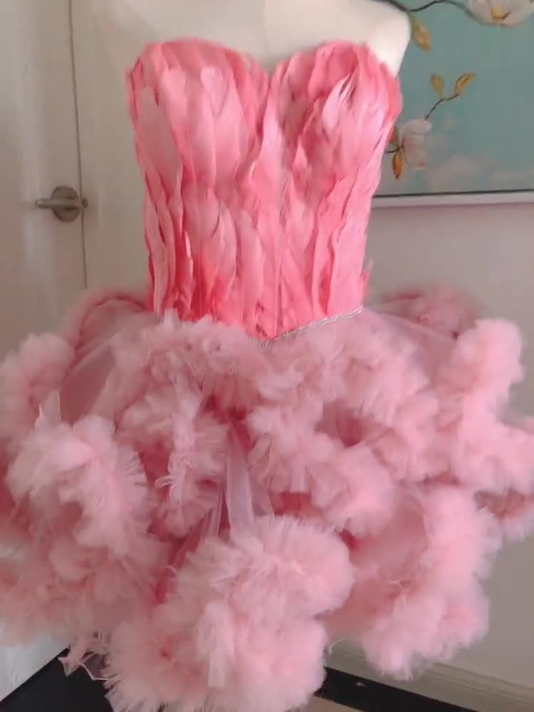 short pink fluffy dress