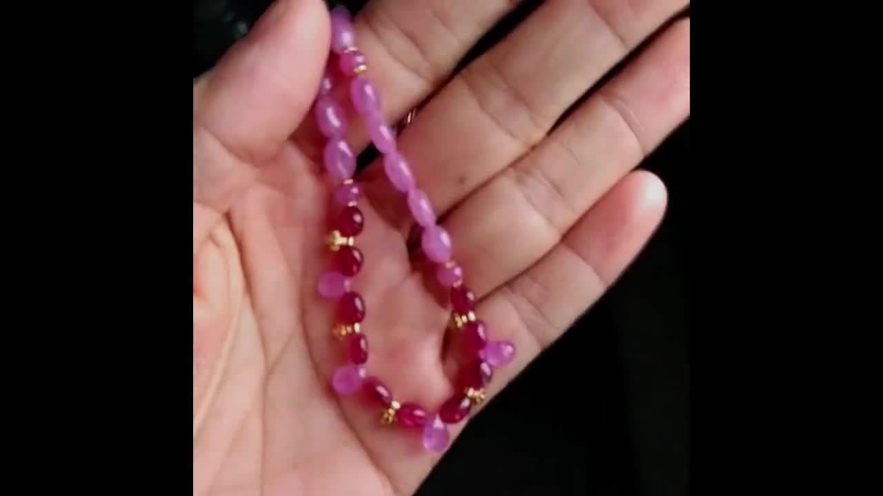 Pink Sapphire and Spinel Beaded Necklace
