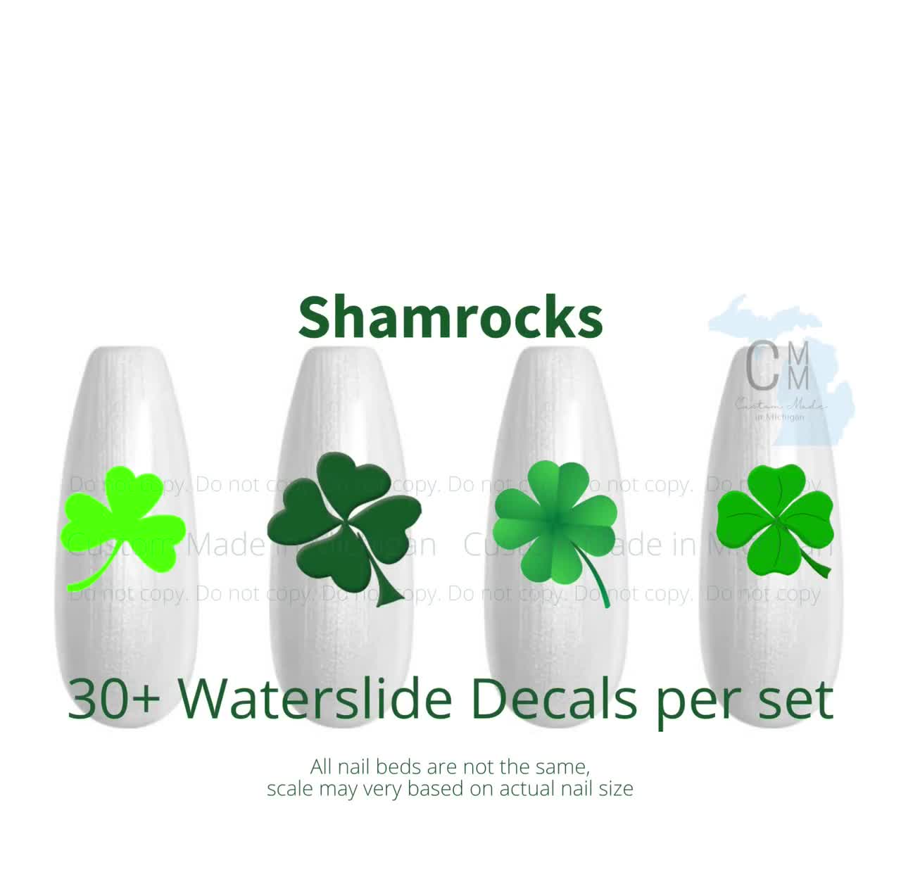 St Patrick's Day Nails Four Leaf Clover Nail Decals 4 - Etsy