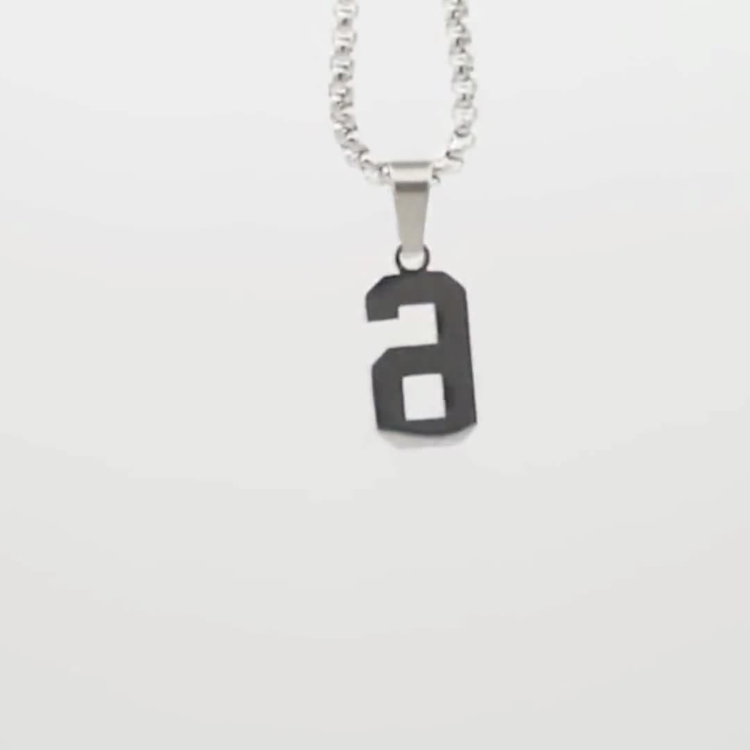 number pendant necklace silver