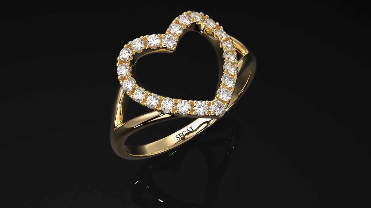 Nevernot 18kt herzförmiger Goldring mit Diamanten in Gelb Damen Schmuck Ringe 