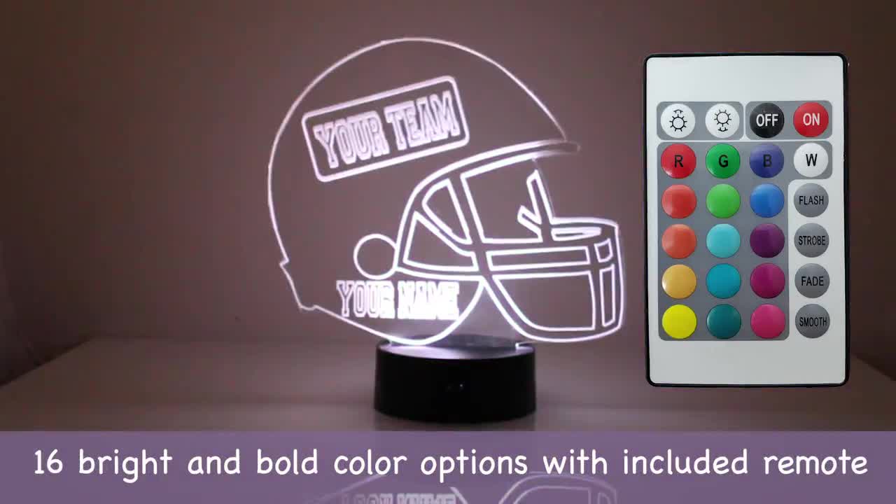 Featuring Licensed Decal LED Personalize for Free Mirror Magic Store Bears Chicago Football Helmet Sports Fan Lamp/Night Light 