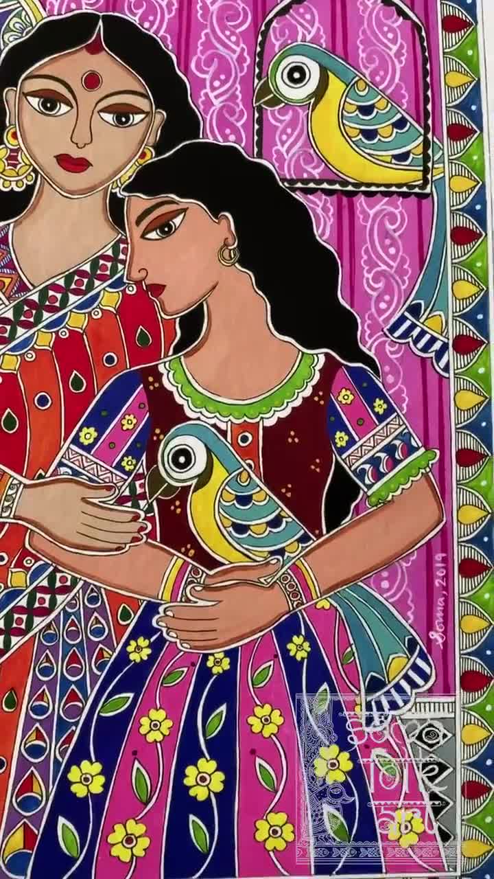 Prints Art & Collectibles Mother's Day Gift Print Madhubani Indian Art ...