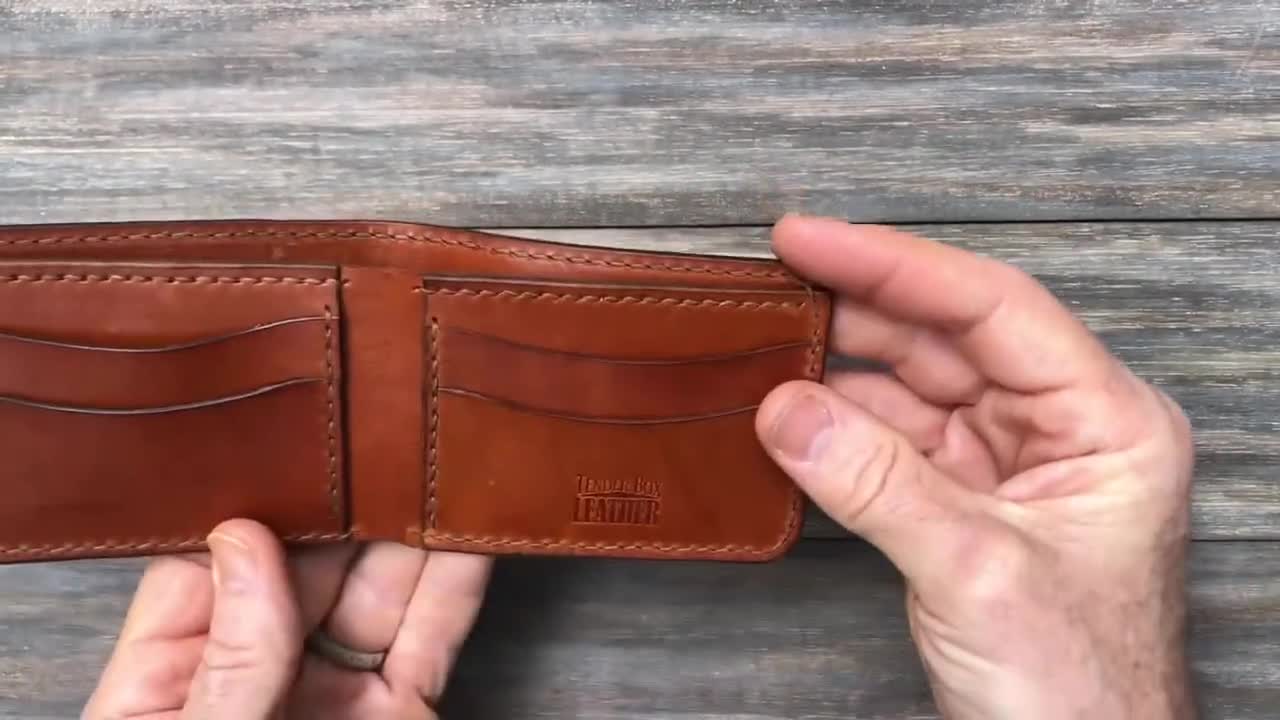 DARK BROWN Tooled CROSS Leather ~BUSINESS CARD HOLDER~ Bi-fold License Window 17 