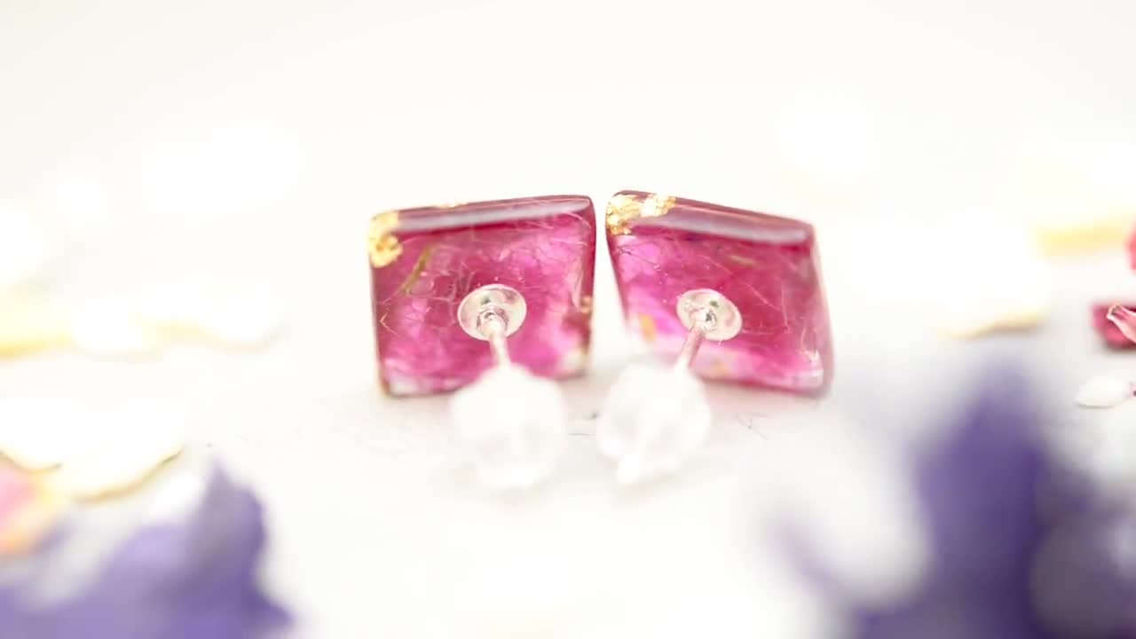 Felroze stud oorbellen met glitter Frambozen sieraden Ronde stud Party oorbel Zus cadeau Beste vriend cadeau Vriendin cadeau Dochter cadeau Sieraden Oorbellen Clipoorbellen 
