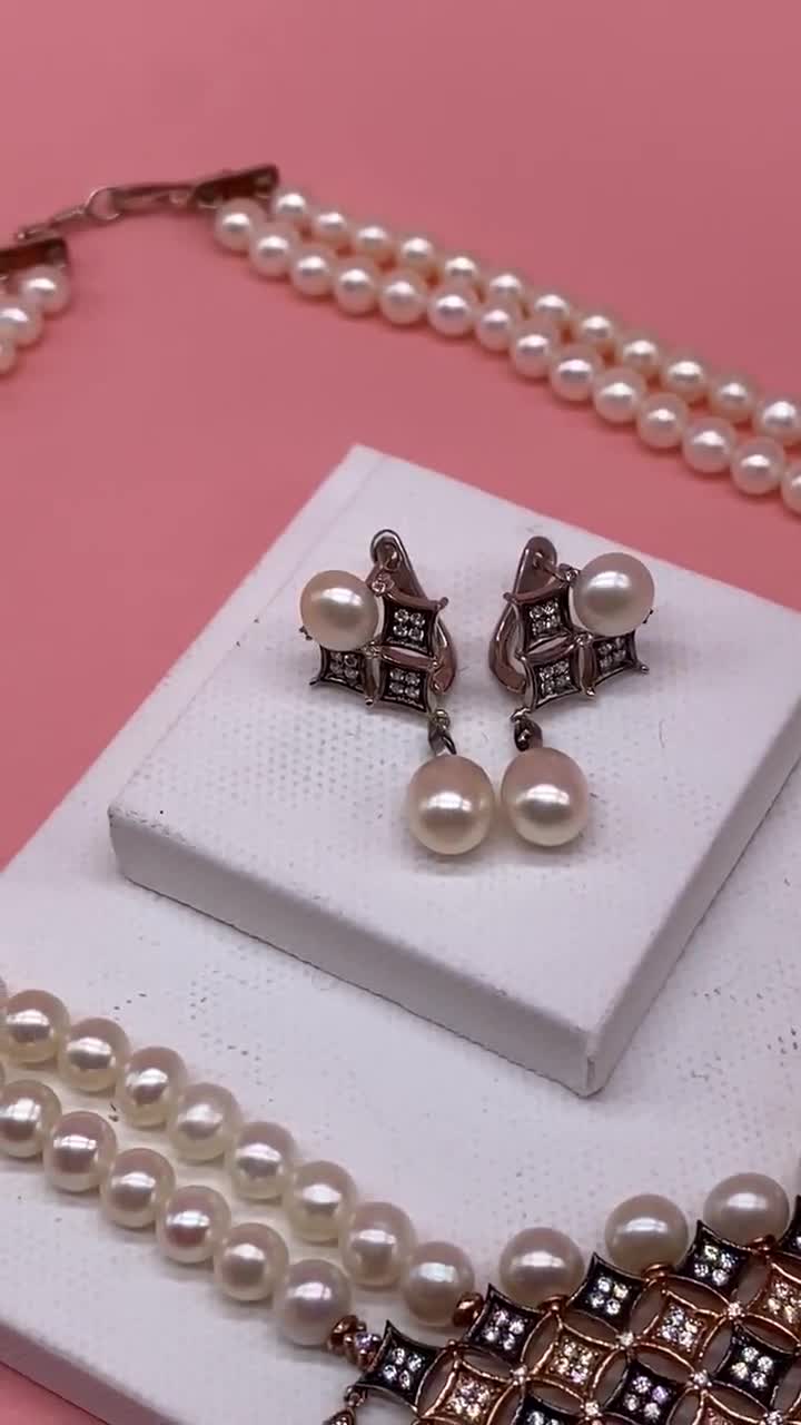 Echte Perlen Gold & 925 Silber plat Mode-Schmuck Posten Konvolut Kette Ohr-Ring 