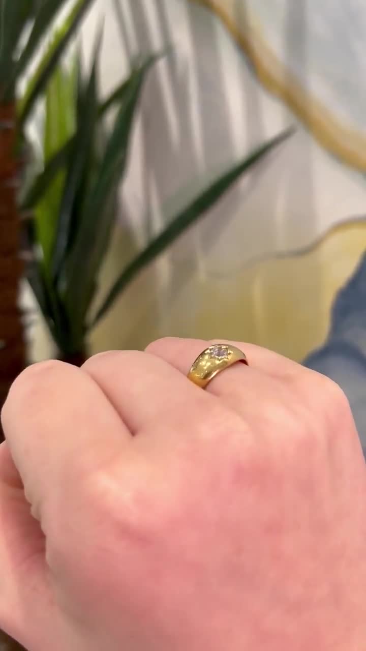 Antique Diamond 18k Gold Band Ring | Old European Cut Diamond Band Ring |  1890s Gold Ring | Antique Jewelry | Vintage Men's Wedding Band