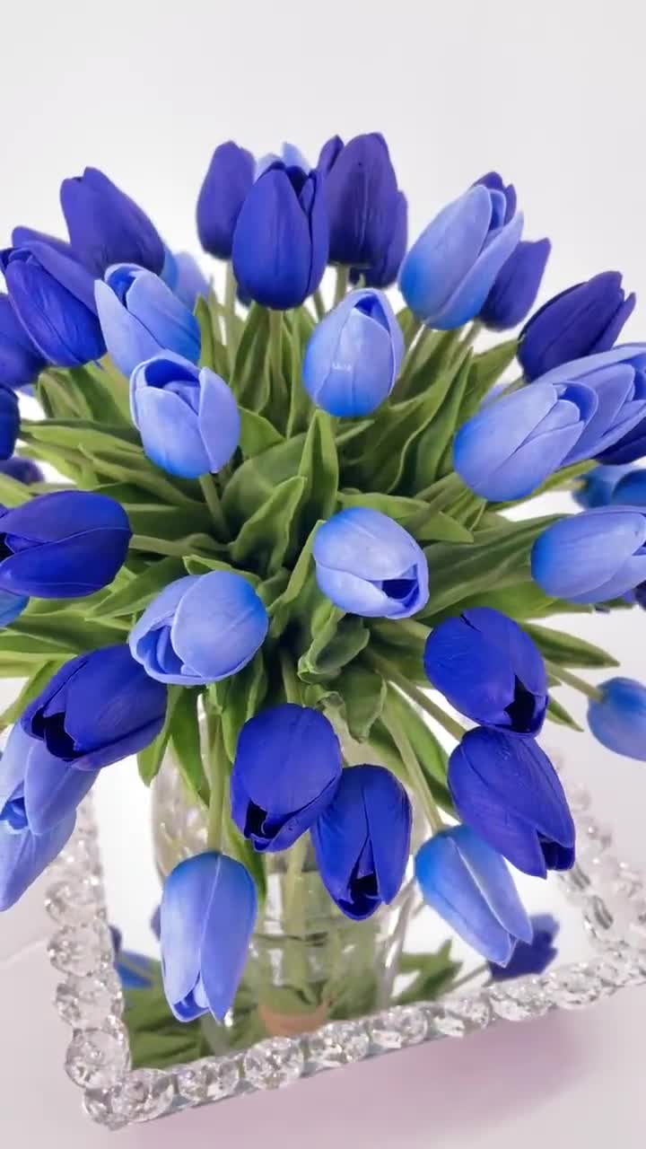 X-Large 54 Tulipanes Azules / Arreglo Floral Moderno Faux / - Etsy España