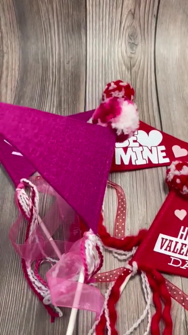 Valentine Centerpiece Valentine Basket Flag Gift Flag Valentine Pennant