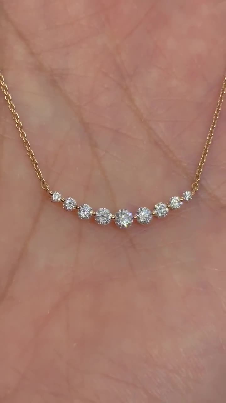 Diamond Bar Necklace Floating Diamond 