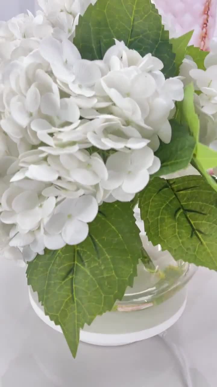 Hortensie Seidenblume Kunstpflanze weiß grün limone 26 cm 537210-LM getopft F81 