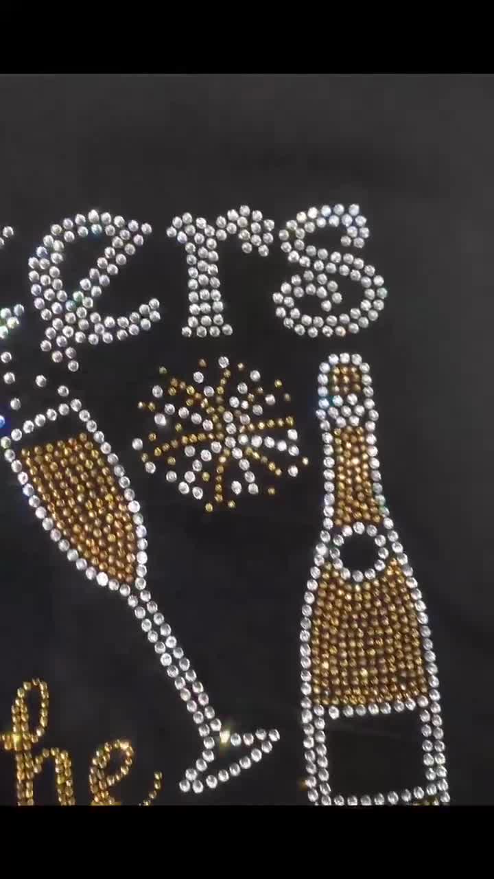 Cheers to the New Year Champagne Toast Ladies Rhinestone or Holographic Spangle Bling NYE Happy New Year Tshirt tank or hoodie sweatshirt