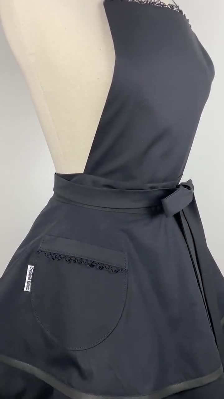 Black Lace Sexy Apron for Women - Personalized Gift for Wife, Girlfriend - Cute Apron with Retro Frilly, Flirty Skirts