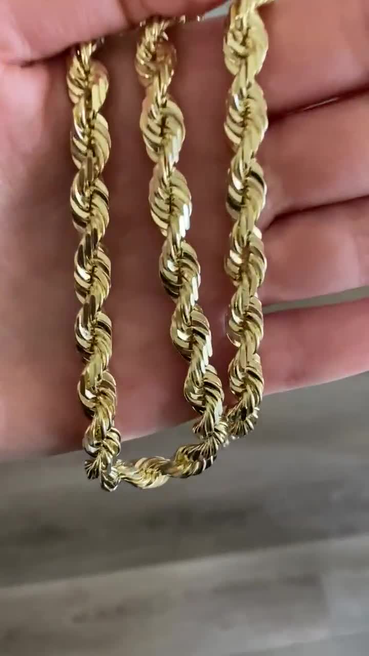 14k 8mm Solid Gold Rope Chain. Thick 