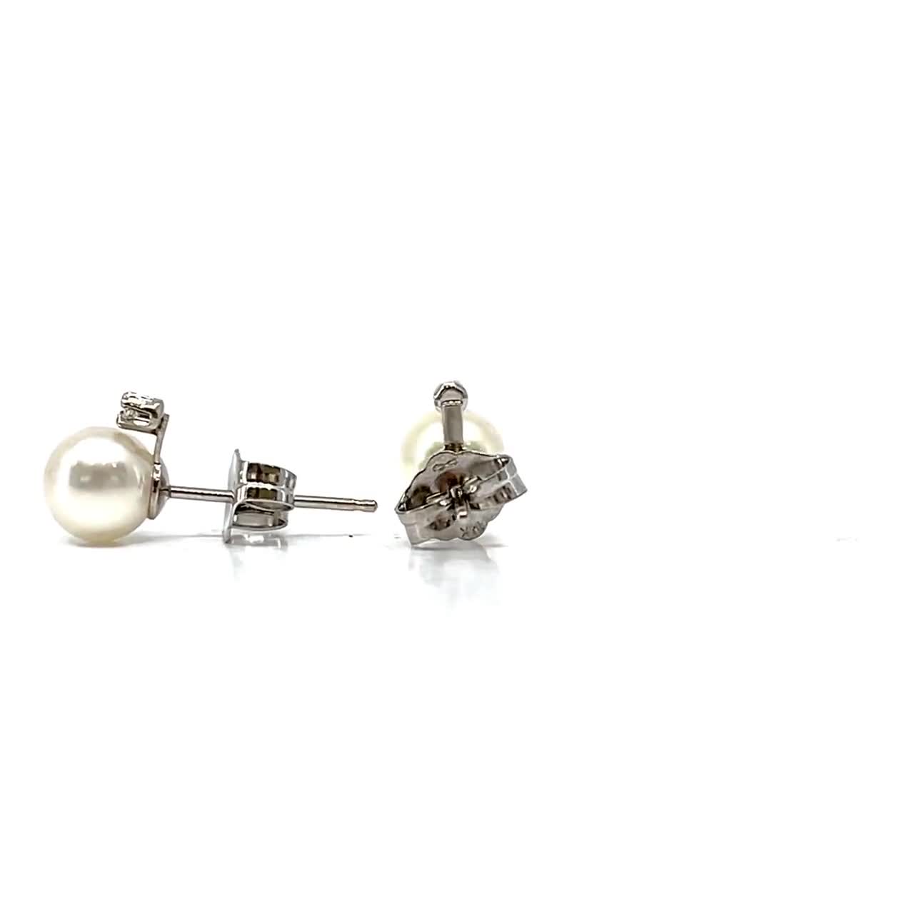 0.02Cttw 14K White Gold Diamond Dangle Drop Earring Jackets for Stud Earrings