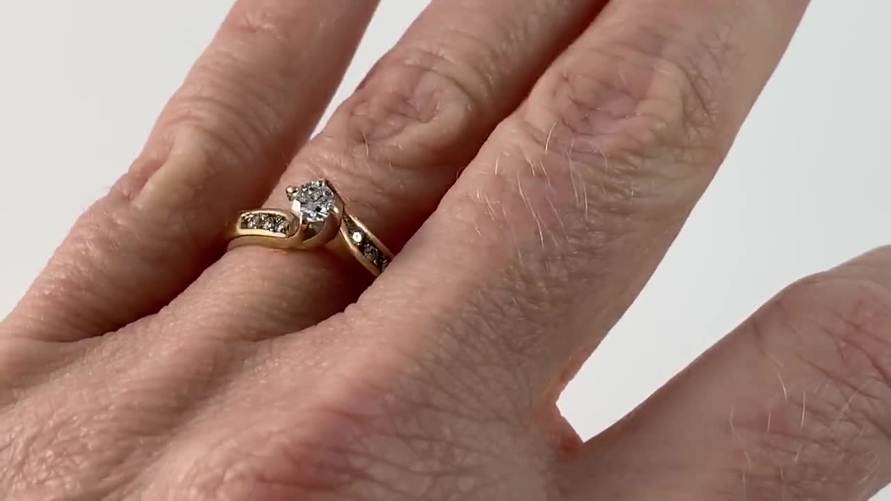 .25 DIAMOND BAGUETTE Round Engagement Promise Ring 10k Gold 2.4 grams 