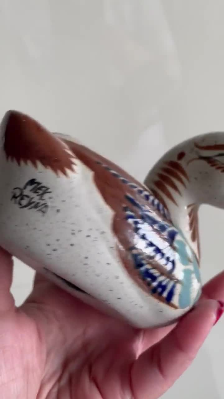 Brieföffner Ente handbemalt geschnitzt Balsaholz 