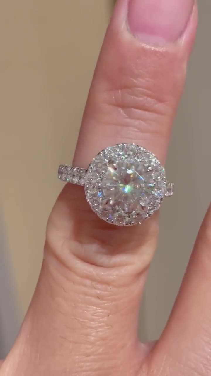 18 Karat White Gold Diamond Ring With Round Brilliant - Etsy Canada