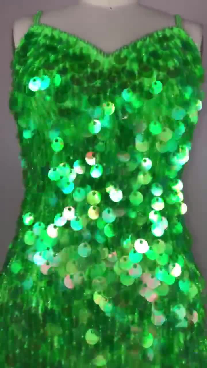 Fluorescent Fringe Beaded Sequin Dress 