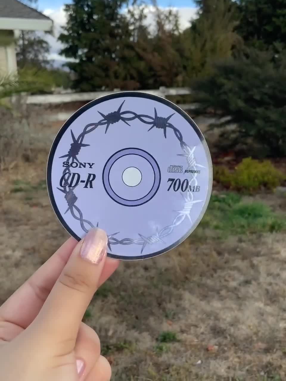 Mirrored Barbed Wire CD-R sticker