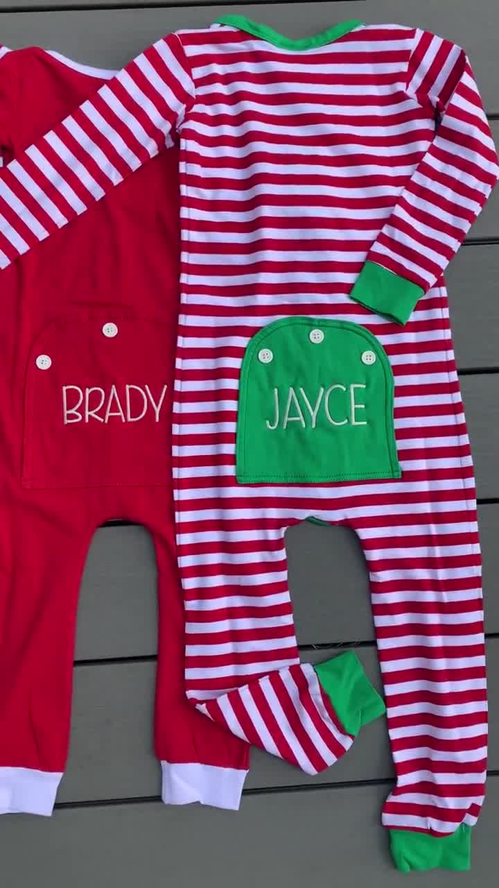 Solid Red Baby Gown Baby Gown Embroidered Christmas Gown Kleding Unisex kinderkleding Unisex babykleding Pyjamas & Badjassen First Christmas Pajamas Red And White Stripes Christmas Newborn Gown 